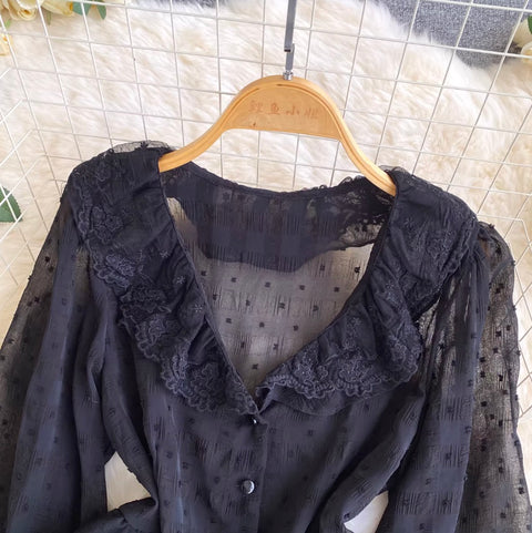 Korean Style Ruffled Lace Shirt