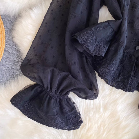 Korean Style Ruffled Lace Shirt