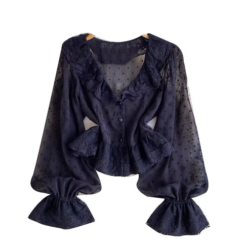 Korean Style Ruffled Lace Shirt