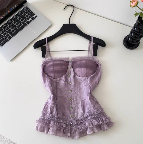 Sweetie Purple Lace Zipped Camisole