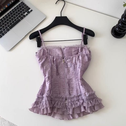 Sweetie Purple Lace Zipped Camisole