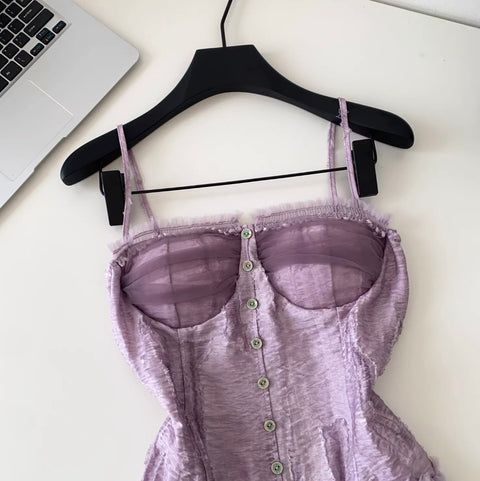 Sweetie Purple Lace Zipped Camisole