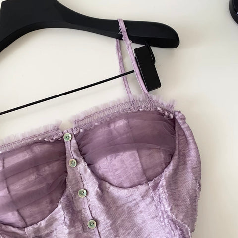 Sweetie Purple Lace Zipped Camisole