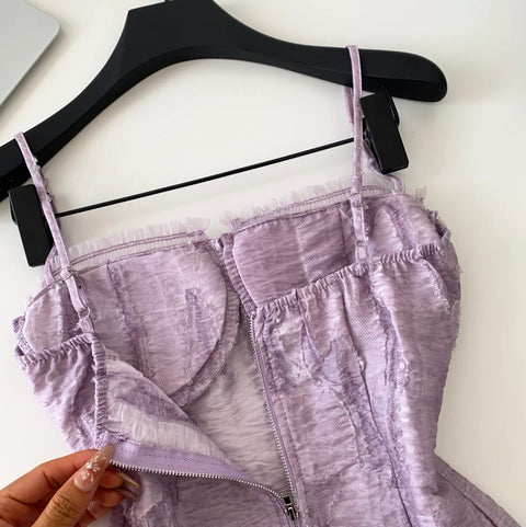 Sweetie Purple Lace Zipped Camisole