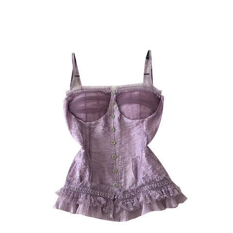 Sweetie Purple Lace Zipped Camisole