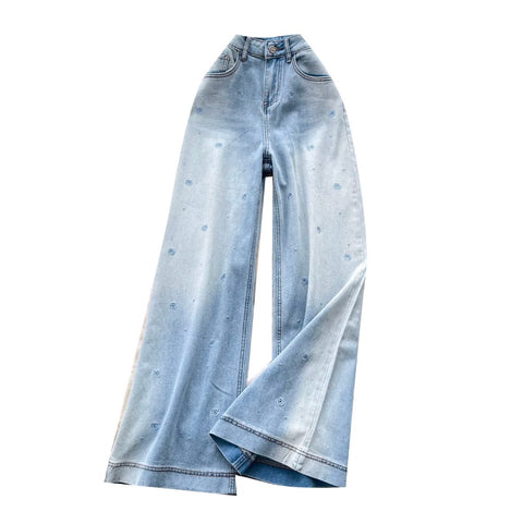 Rhinestone Studded Flared Jeans