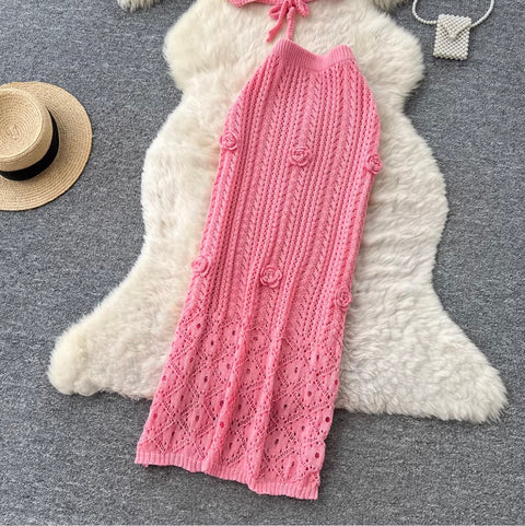3D Flower Knit Bikini & Skirt 2Pcs