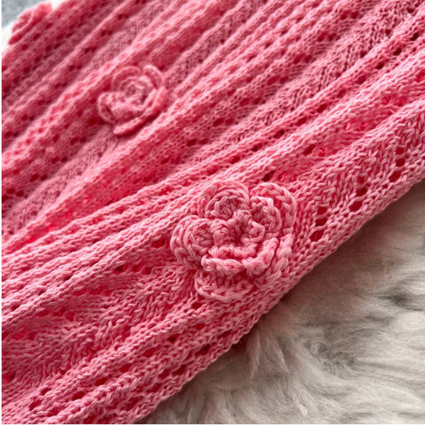 3D Flower Knit Bikini & Skirt 2Pcs