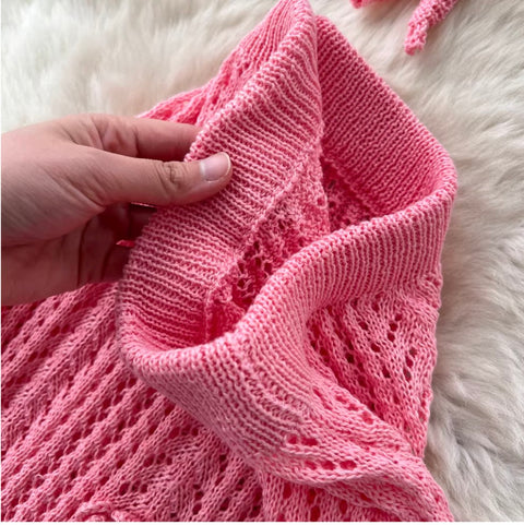3D Flower Knit Bikini & Skirt 2Pcs