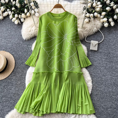 Beaded Loose-fit Patchwork Dress