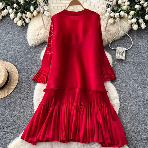 Beaded Loose-fit Patchwork Dress