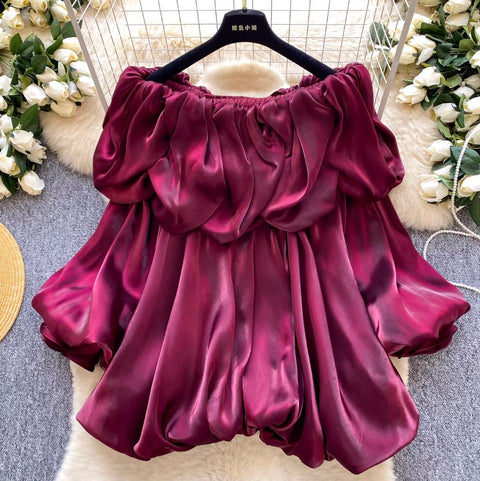 Korean Style Off-shoulder Satin Top