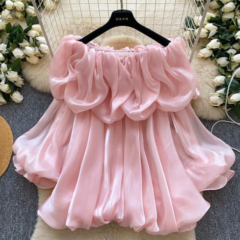 Korean Style Off-shoulder Satin Top