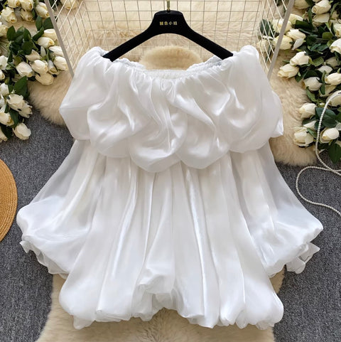 Korean Style Off-shoulder Satin Top
