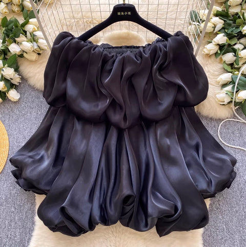 Korean Style Off-shoulder Satin Top