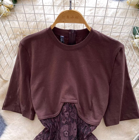 Lace Patchwork Short-sleeve T-shirt