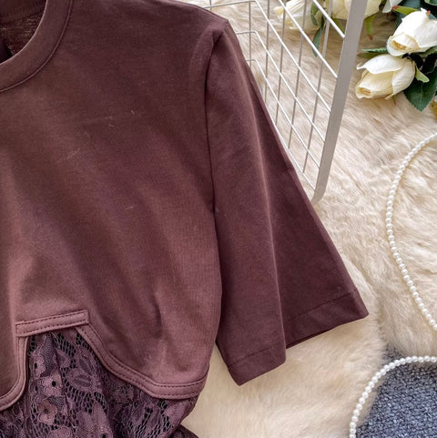 Lace Patchwork Short-sleeve T-shirt