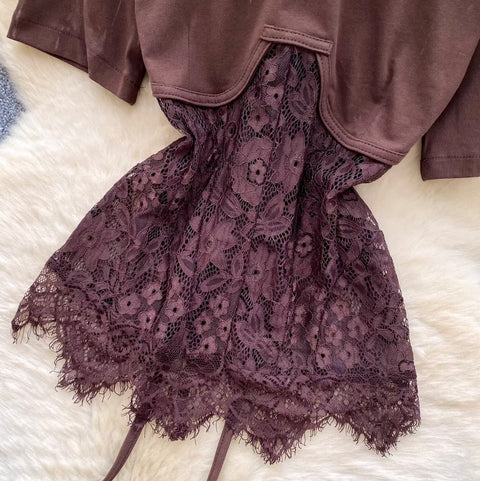 Lace Patchwork Short-sleeve T-shirt