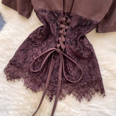Lace Patchwork Short-sleeve T-shirt