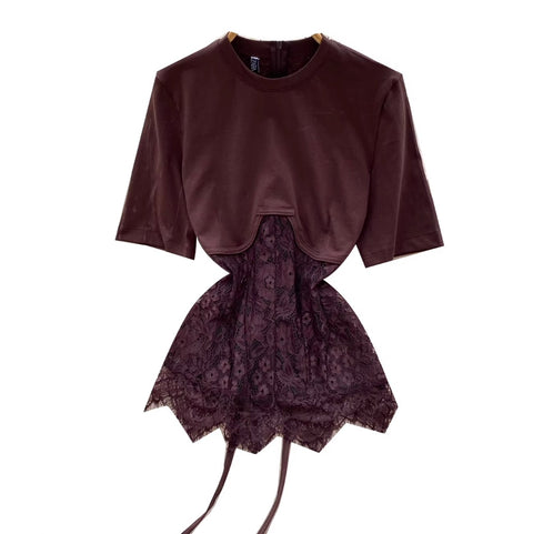 Lace Patchwork Short-sleeve T-shirt