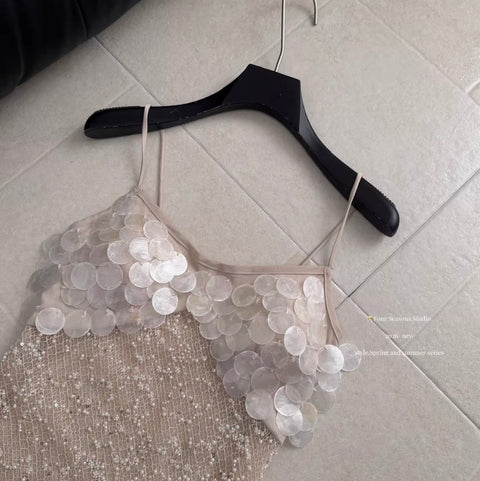 Sequined Lace Camisole & Skirt 2Pcs