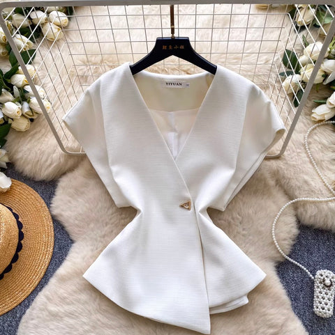 Korean Style V-neck Asymmetric Cardigan