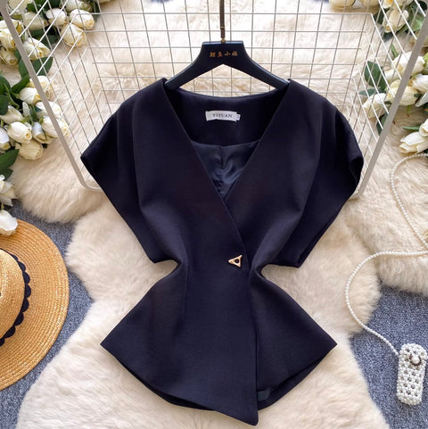 Korean Style V-neck Asymmetric Cardigan