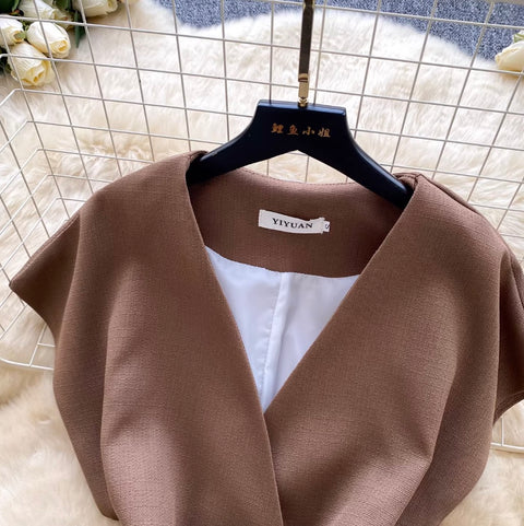 Korean Style V-neck Asymmetric Cardigan