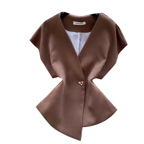 Korean Style V-neck Asymmetric Cardigan