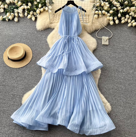 Fairy Blue Ruffled Sleevelss Dress