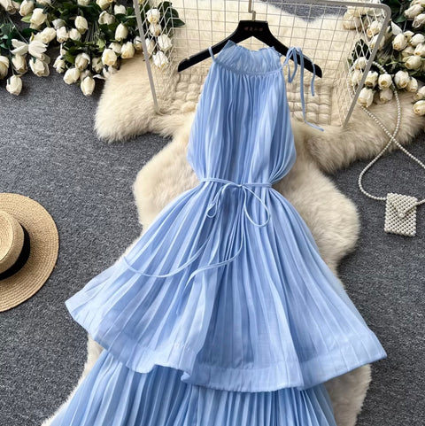 Fairy Blue Ruffled Sleevelss Dress