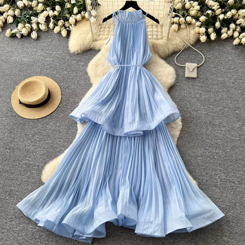 Fairy Blue Ruffled Sleevelss Dress