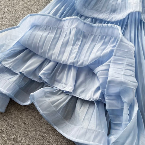 Fairy Blue Ruffled Sleevelss Dress