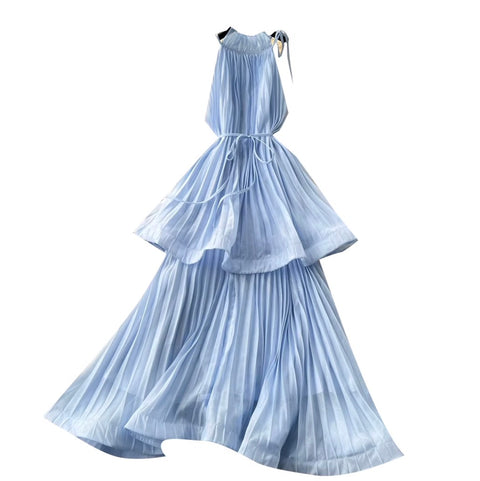 Fairy Blue Ruffled Sleevelss Dress