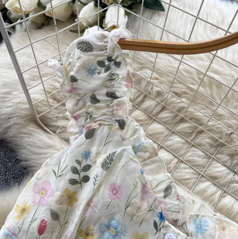 Floral Print Vest & Skirt 2Pcs