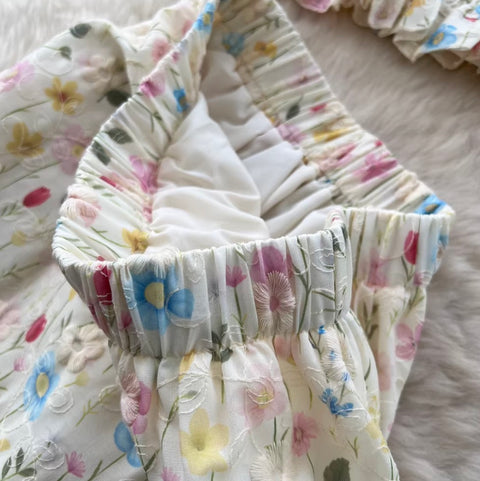 Floral Print Vest & Skirt 2Pcs