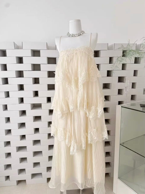 French Style Layered Lace Slip Dress