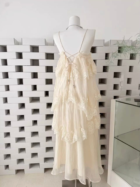 French Style Layered Lace Slip Dress