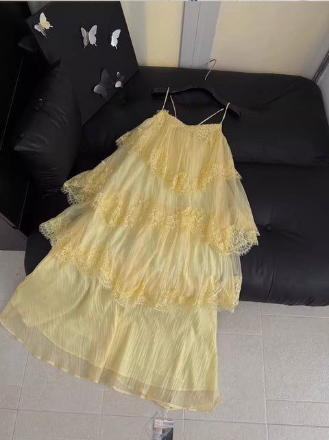 French Style Layered Lace Slip Dress