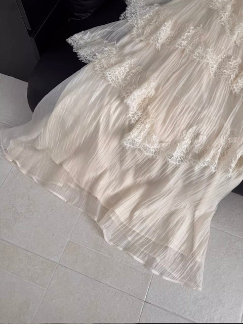 French Style Layered Lace Slip Dress