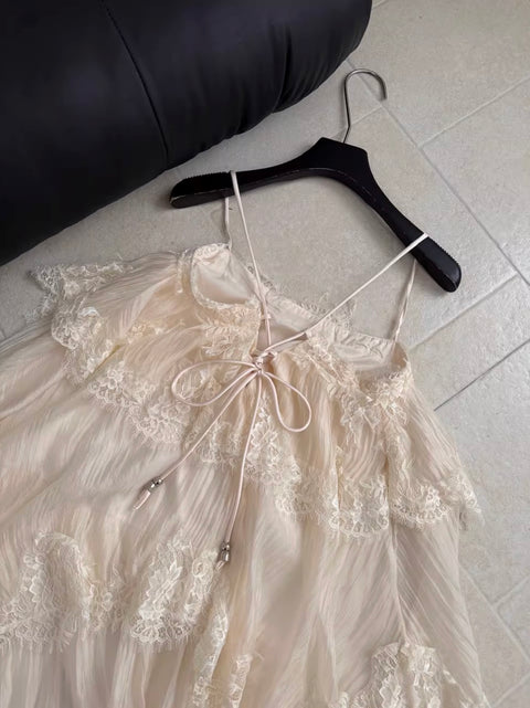 French Style Layered Lace Slip Dress