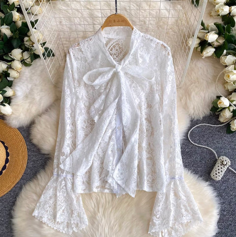 French Style Bow-tie Lace Shirt