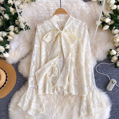 French Style Bow-tie Lace Shirt