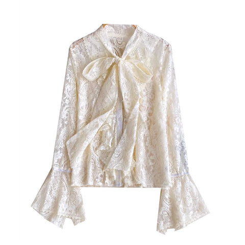French Style Bow-tie Lace Shirt