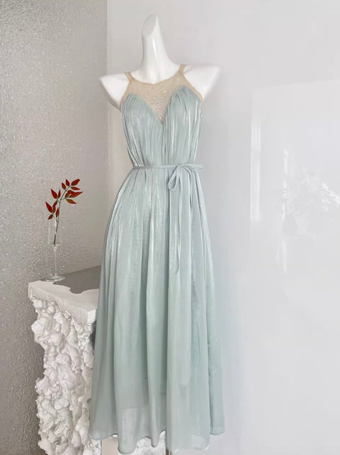 Rhinestone Studded Mesh Patchwork Dress