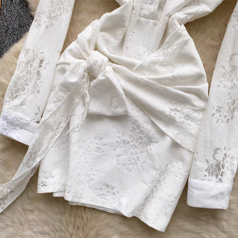 Korean Style V-neck Shirt Dress