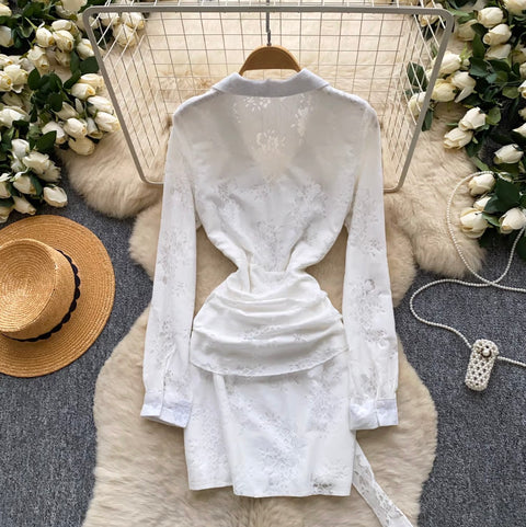 Korean Style V-neck Shirt Dress