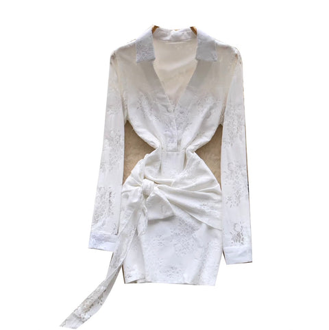 Korean Style V-neck Shirt Dress