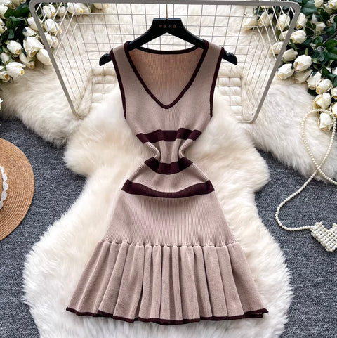 Korean Style Striped Knit Dress