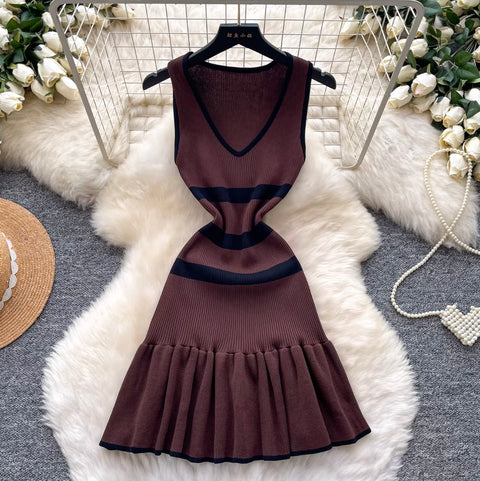 Korean Style Striped Knit Dress